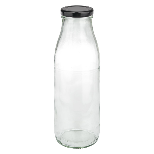 Frasco de vidro de 500 ml + tampa BasicSeal preta UNiTWIST