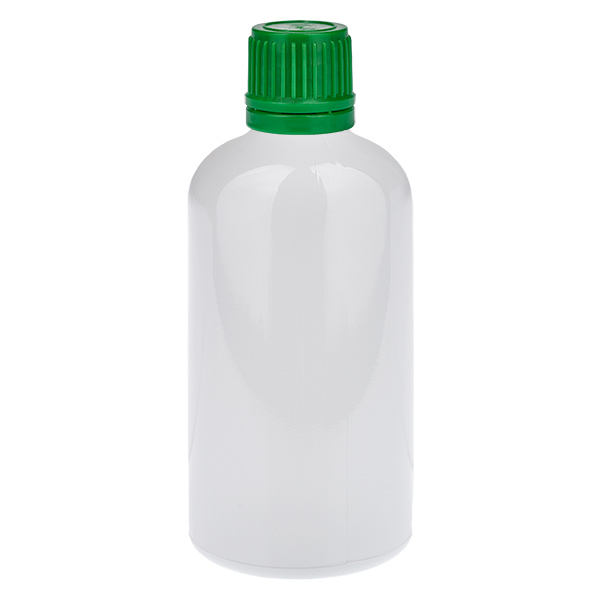 Frasco de 100 ml com tampa de rosca verde de 11 mm Tampa inviolável WhiteLine UT18/100