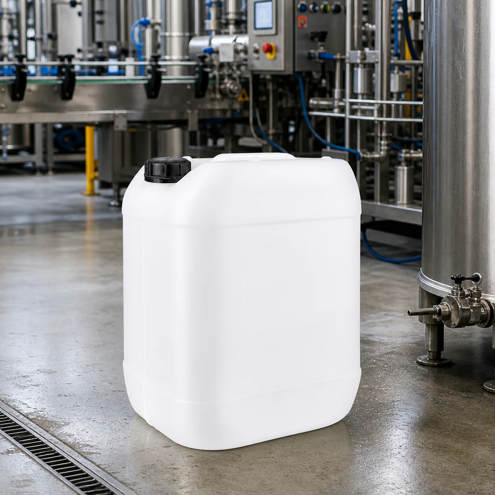 Bidão de plástico de 20 L, adequado para produtos alimentares, com tampa original, para a indústria e o comércio