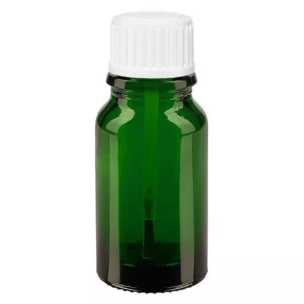 Frasco de farmácia verde 10ml tampa de rosca branca pincel Frasco de farmácia verde 10ml tampa de rosca branca pincel