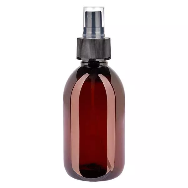 PET Flasche 250ml mit Zerstäuber schwarz