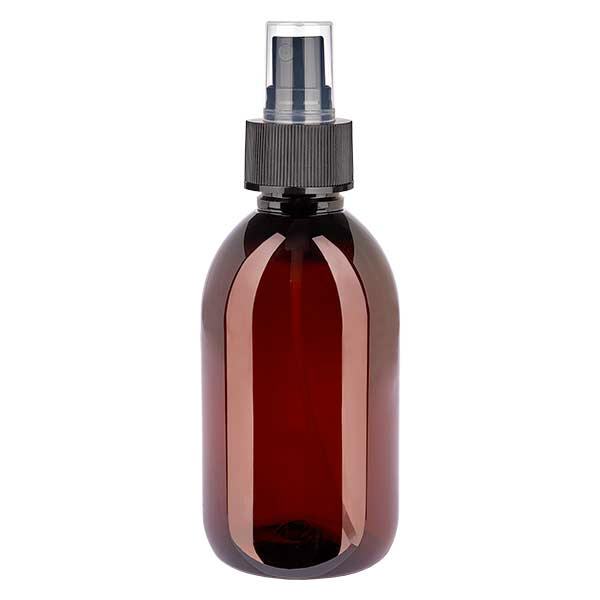 PET Flasche 250ml mit Zerstäuber schwarz