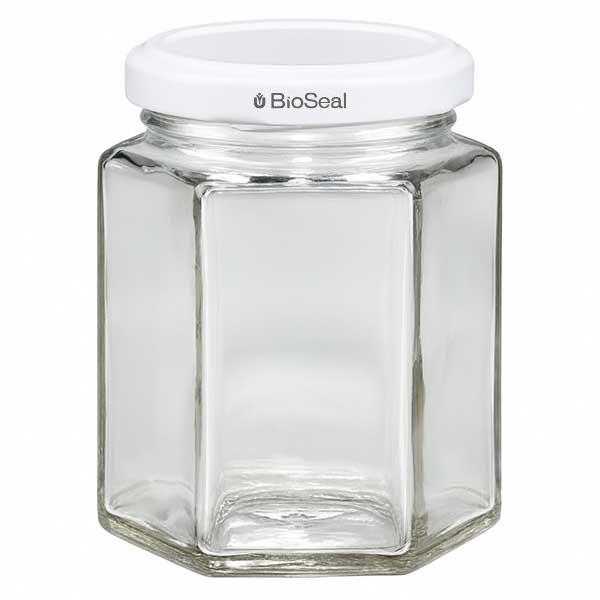 Frasco Hexa de 196 ml com tampa BioSeal branca UNiTWIST