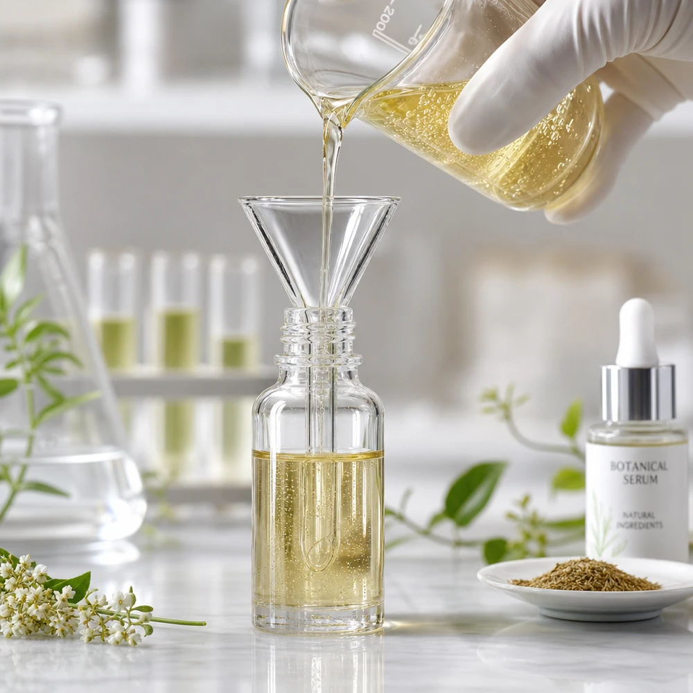 Funil ø30mm cal sodada, ângulo 60°, estilo curto Funil de laboratório compacto em vidro de cal sodada com abertura de 30 mm e pega curta para fácil manuseamento