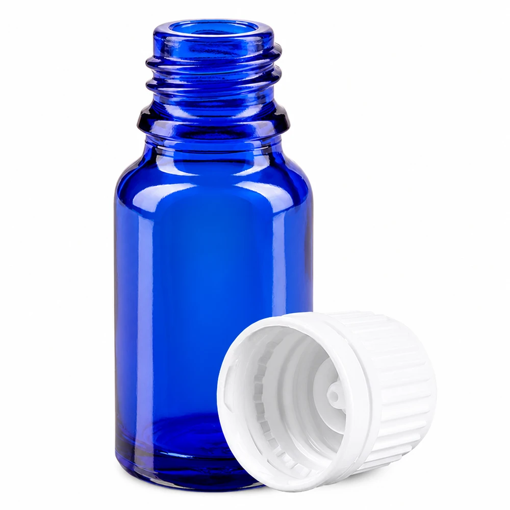 Frasco de 10 ml com tampa de rosca de 11 mm branco com fecho inviolável BlueLine UT18/10