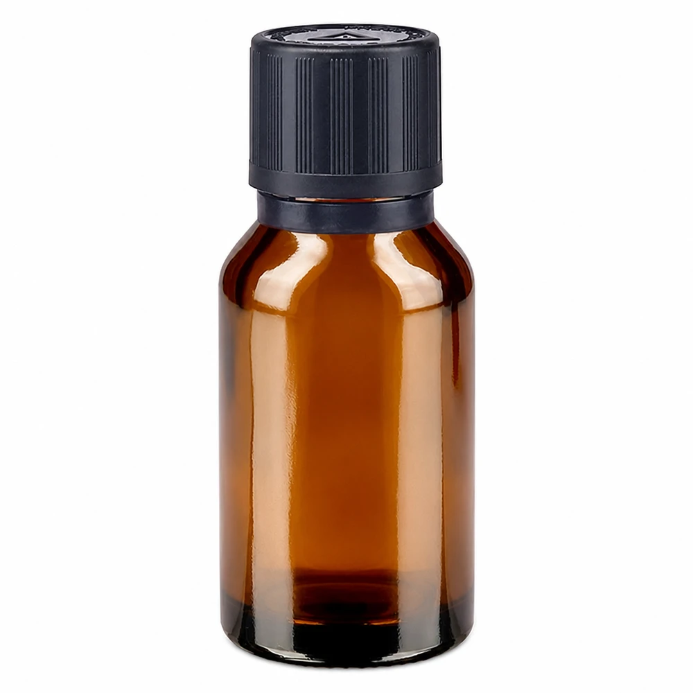Frasco de farmácia castanho 15ml com tampa de conta-gotas Anel de verter 1mm preto Fecho de segurança para crianças Símbolo de aviso cego Fecho inviolável Frasco de farmácia castanho de 15 ml com tampa de segurança para crianças preta e conta-gotas de 1 mm