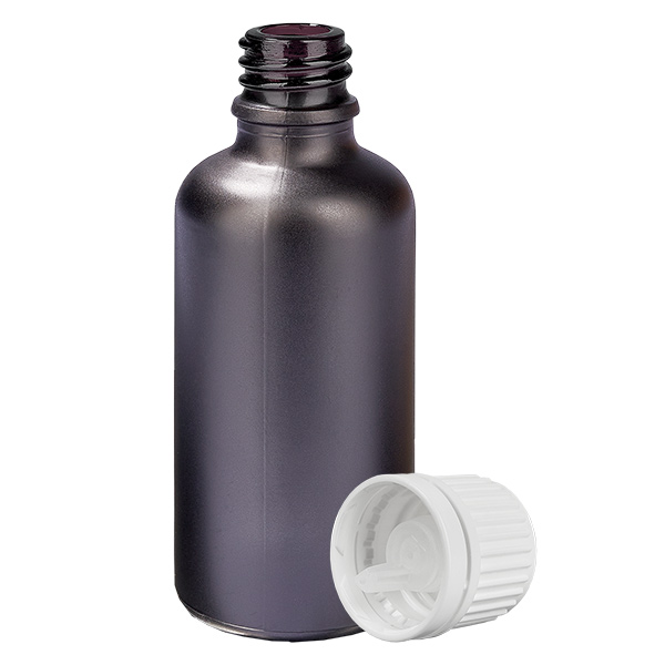 Frasco conta-gotas de 50ml 0,7mm branco tampa inviolável BlackLine UT18/50 Frasco conta-gotas de 50ml 0,7mm branco tampa inviolável BlackLine UT18/50