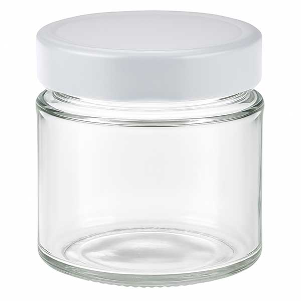 Frasco redondo de vidro de 135 ml + tampa BasicSeal branca profunda UNiTWIST