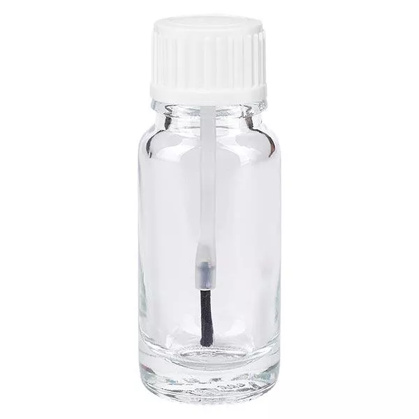 Frasco de farmácia transparente de 10ml com tampa de rosca escova branca Frasco de farmácia transparente de 10ml com tampa de rosca escova branca