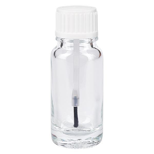 Frasco de farmácia transparente de 10ml com tampa de rosca escova branca Frasco de farmácia transparente de 10ml com tampa de rosca escova branca