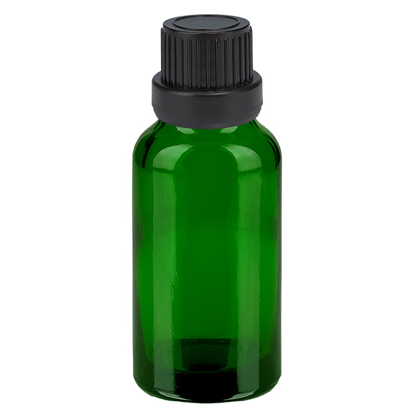 Frasco de 20 ml com tampa de rosca de 11 mm preta com fecho inviolável GreenLine UT18/20