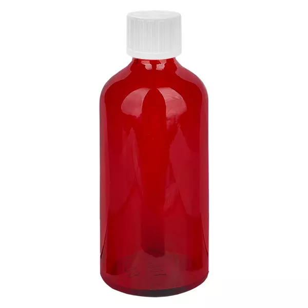 Frasco de 100 ml com tampa de rosca de 11 mm branca com fecho inviolável RedLine UT18/100 Frasco de 100 ml com tampa de rosca de 11 mm branca com fecho inviolável RedLine UT18/100