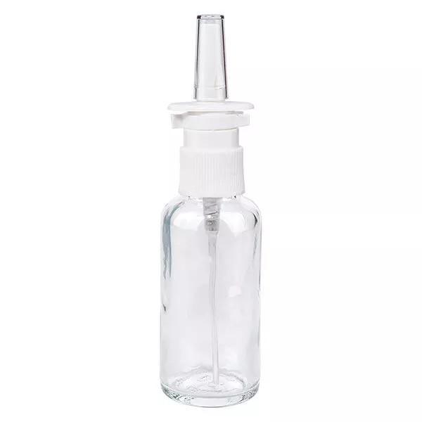 Frasco de farmácia transparente 30ml spray nasal branco padrão Frasco de farmácia transparente 30ml spray nasal branco padrão