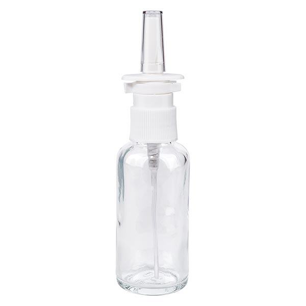 Frasco de farmácia transparente 30ml spray nasal branco padrão