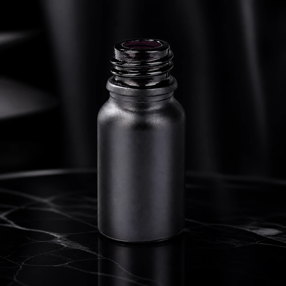 Frasco de farmácia elegante BlackLine UT18/10 UNiTWIST de 10 ml com silhueta fina para uma apresentação elegante