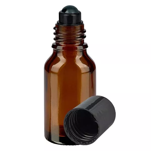 Frasco de farmácia castanho 30ml tampa roll-on preta Frasco de farmácia castanho 30ml tampa roll-on preta