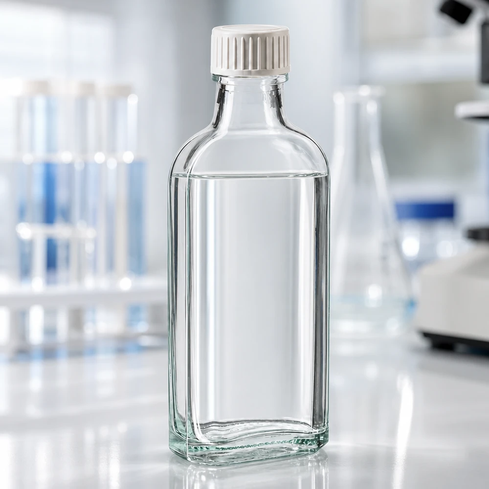 Tampa de rosca transparente Meplat de 100 ml com inserção de espuma PE Frasco de laboratório pequeno de 100 ml, transparente, com revestimento de espuma de PE, para utilização em ambiente de laboratório