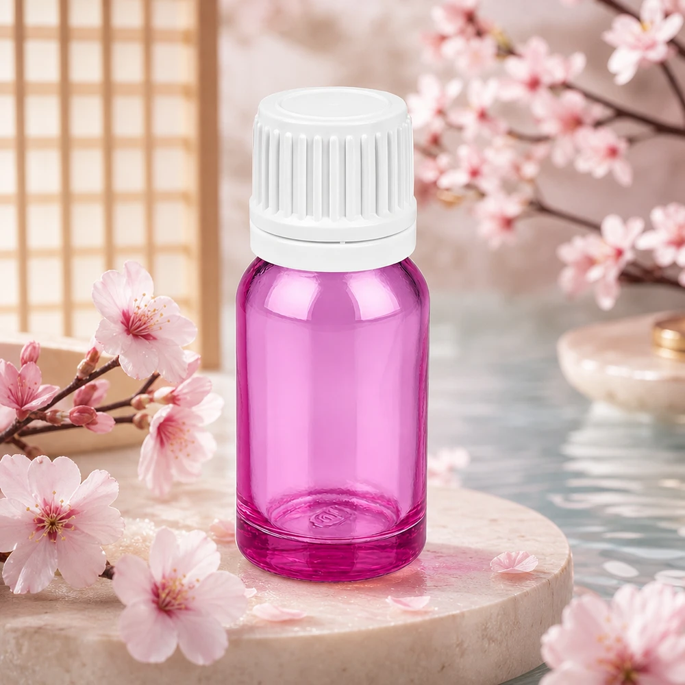 Frasco compacto de 10 ml em violeta elegante com tampa branca para aplicações móveis