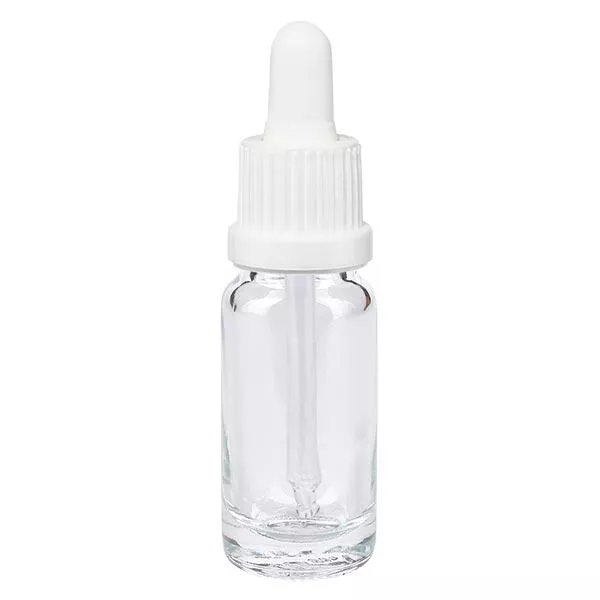 Frasco de farmácia transparente pipeta 10ml branco tampa inviolável