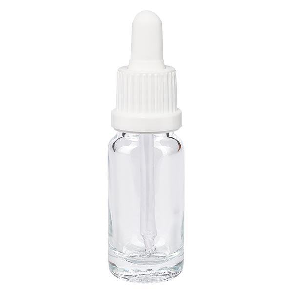 Frasco de farmácia transparente pipeta 10ml branco tampa inviolável