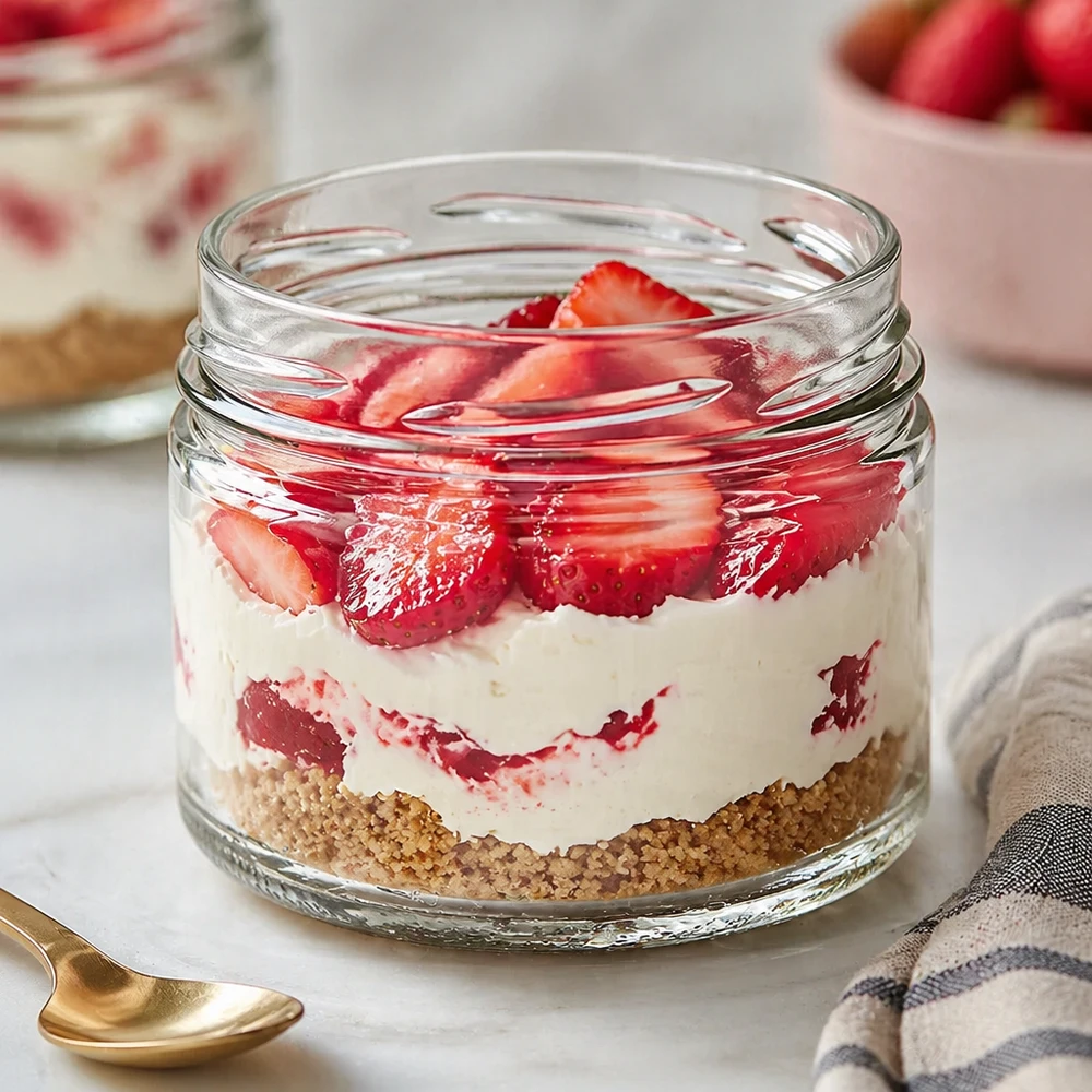 UNiTWIST Runda540 copos de 540 ml TO100 cheios de sobremesa em camadas receita de sobremesa à base de biscoito de mascarpone de morangos