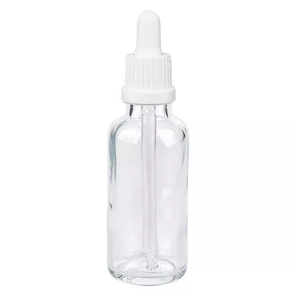 Frasco de farmácia transparente pipeta 30ml branco fecho inviolável