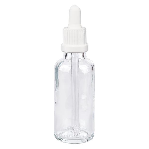 Frasco de farmácia transparente pipeta 30ml branco fecho inviolável