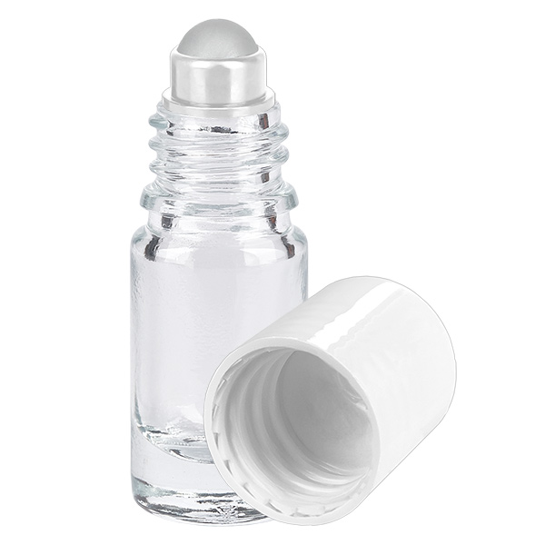 Frasco de farmácia transparente 5ml tampa roll-on branca Frasco de farmácia transparente 5ml tampa roll-on branca