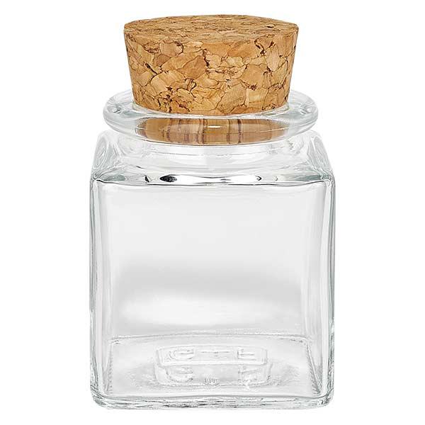 Quadratus 40ml transparente, abertura 28mm, com cortiça 27.5/31.5