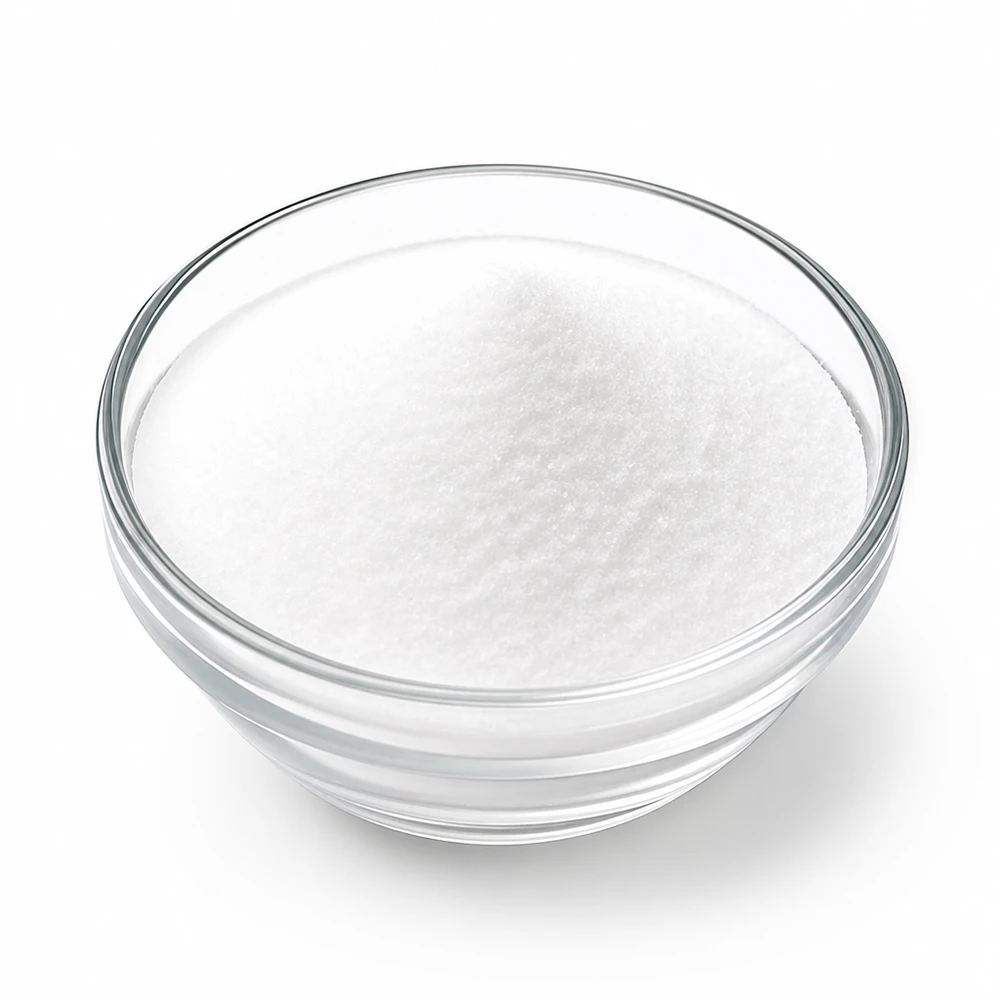Ácido Cítrico 1000g Doktor-Klaus Ácido cítrico cristalino branco Doktor-Klaus 1kg em prato de vidro transparente para uso versátil
