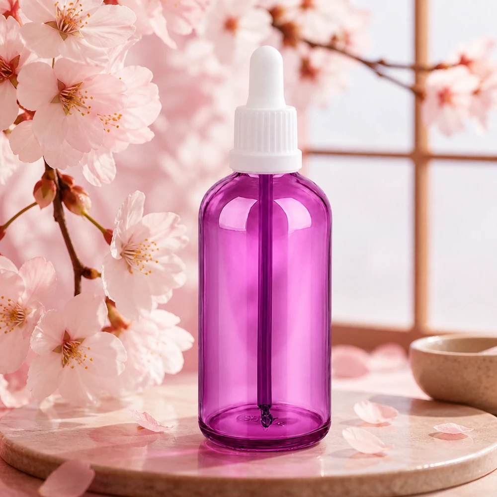Frasco de pipeta PurpleLine 100ml com rosca UT18 para dosagem profissional de produtos cosméticos
