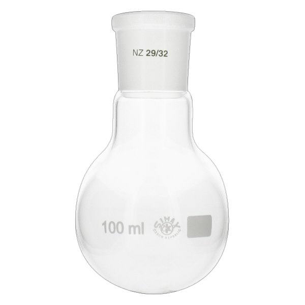 Frasco de fundo redondo 100ml com junta esmerilada padrão (29/32) Frasco de fundo redondo 100ml com junta esmerilada padrão (29/32)