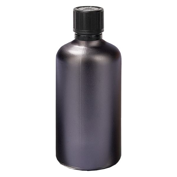 Frasco conta-gotas de 100 ml 1mm preto Fecho inviolável Fecho de segurança para crianças Símbolo de aviso cego BlackL. UT18/100