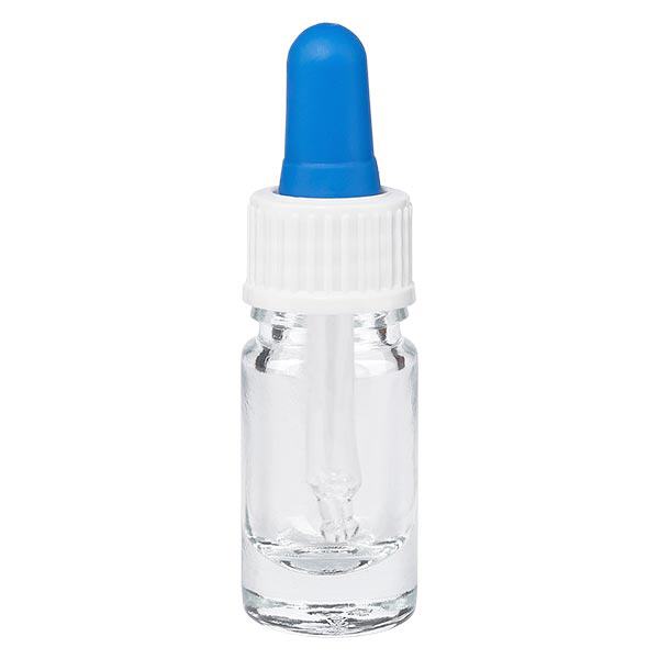 Frasco de farmácia transparente 5ml pipeta branco/azul standard