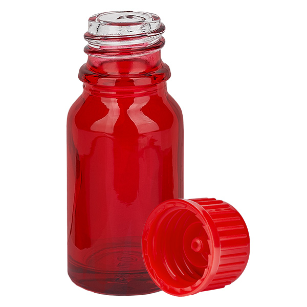 Frasco de 10 ml com tampa de rosca de 11 mm vermelha Standard RedLine UT18/10 Frasco de 10 ml com tampa de rosca de 11 mm vermelha Standard RedLine UT18/10