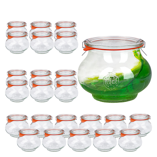 Conjunto de 24 frascos Weck 220ml frascos decorativos, copos de vidro de 1/4L