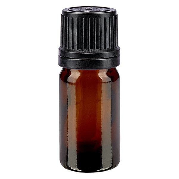 Frasco de farmácia castanho 5ml tampa de rosca preta anel de vazamento fecho inviolável Frasco de farmácia castanho 5ml tampa de rosca preta anel de vazamento fecho inviolável