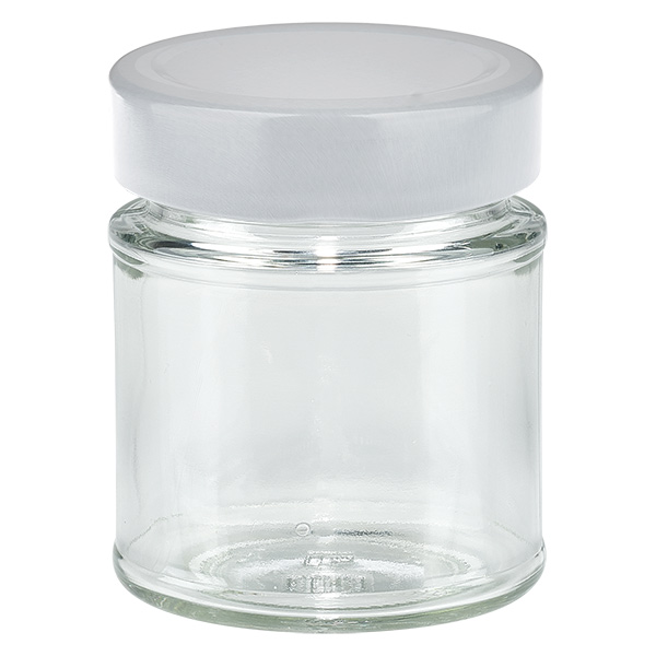 Boião redondo de 154 ml + tampa BasicSeal branca profunda UNiTWIST