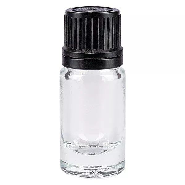 Frasco de farmácia transparente 5ml tampa conta-gotas anel de vazamento 1mm preto tampa inviolável Frasco de farmácia transparente 5ml tampa conta-gotas anel de vazamento 1mm preto tampa inviolável