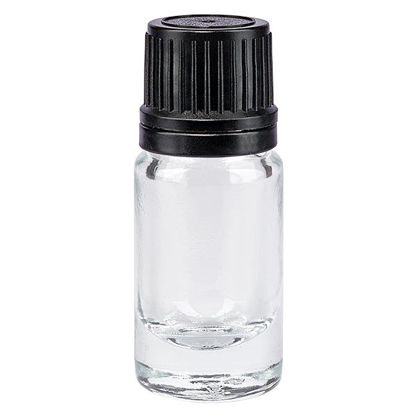 Frasco de farmácia transparente 5ml tampa conta-gotas anel de vazamento 1mm preto tampa inviolável