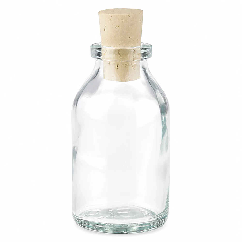 Frasco de vidro transparente 20ml com rolha 11/14mm Zylindrische Glasflasche 20ml mit passendem Korken 11/14mm Produktfoto
