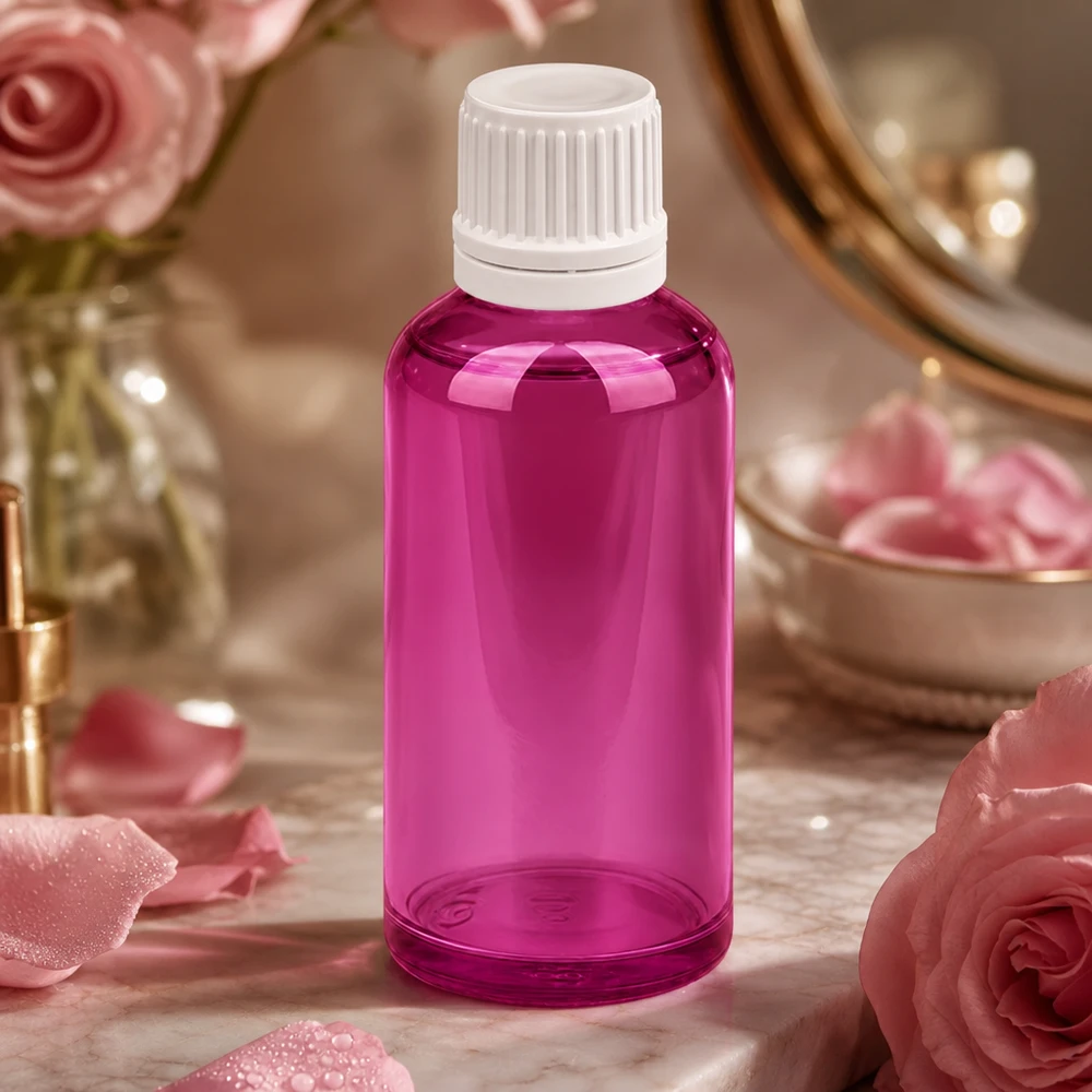 Frasco conta-gotas PurpleLine de 50 ml com tampa OV branca para aplicações cosméticas