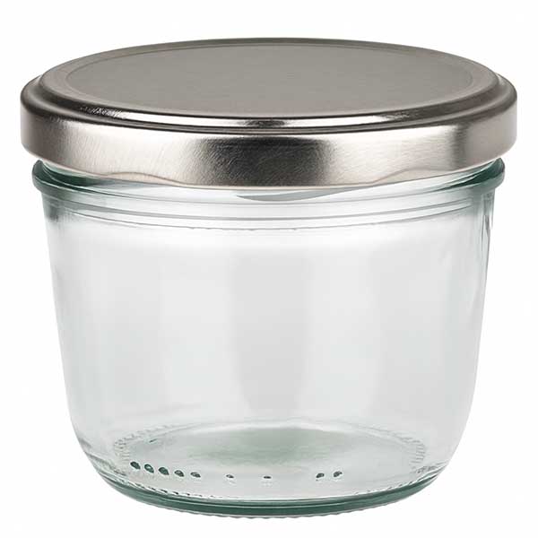 Copos de vidro de 230 ml com tampa BasicSeal prateada UNiTWIST