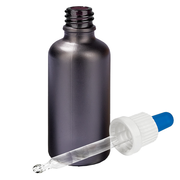 Frasco pipeta de 50ml branco/azul com fecho inviolável BlackLine UT18/50 Frasco pipeta de 50ml branco/azul com fecho inviolável BlackLine UT18/50