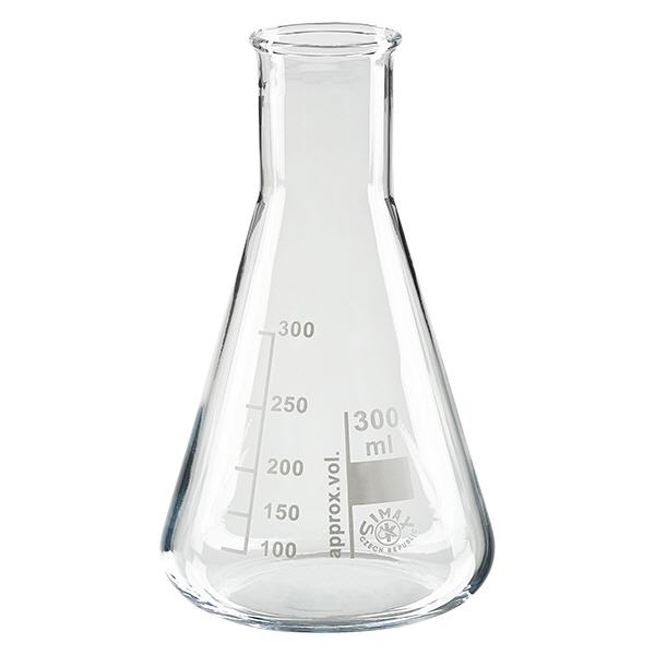 Frasco Erlenmeyer 300ml com gargalo estreito