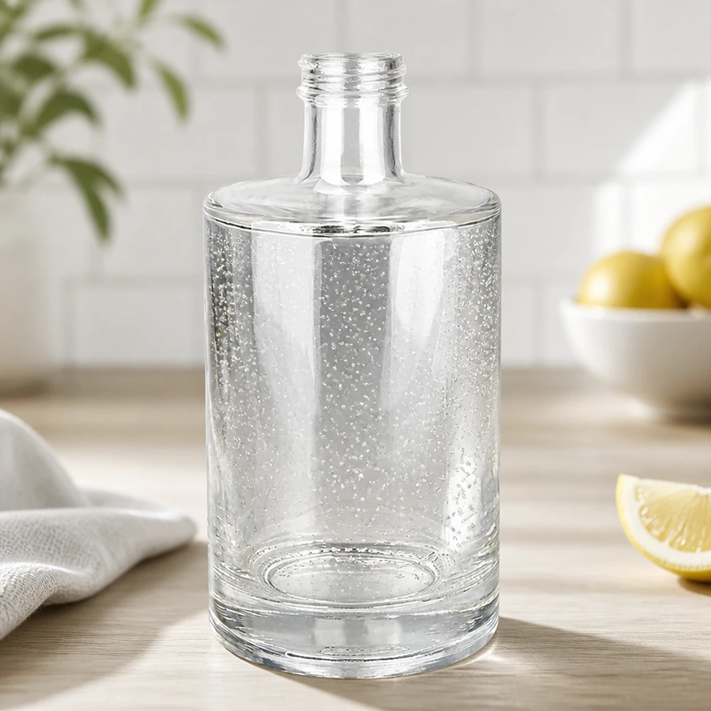500ml Glasflasche "Sam" ohne Schraubverschluss UNiTWIST Garrafa de vidro de 500 ml com gargalo roscado Sam UNiTWIST Vista de pormenor da cozinha com limões e fundo branco