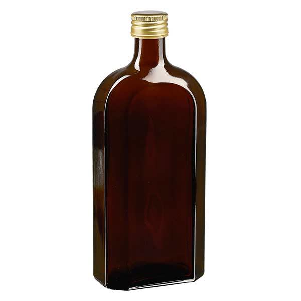 500 ml Meplat castanho com tampa de alumínio dourada PP28