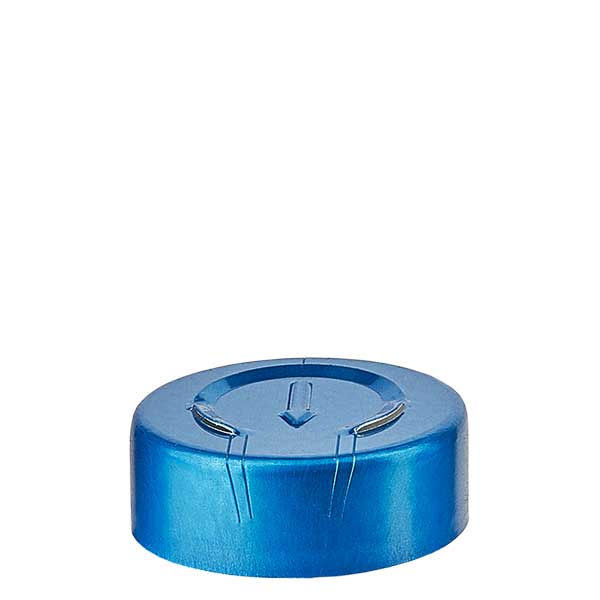 Tampa de engaste 20,25 x 7,4 mm com corte total, azul Tampa de engaste 20,25 x 7,4 mm com corte total, azul