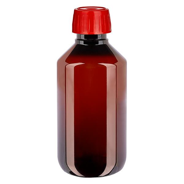 Frasco PET 200ml com tampa de desgaseificação vermelha Frasco PET 200ml com tampa de desgaseificação vermelha