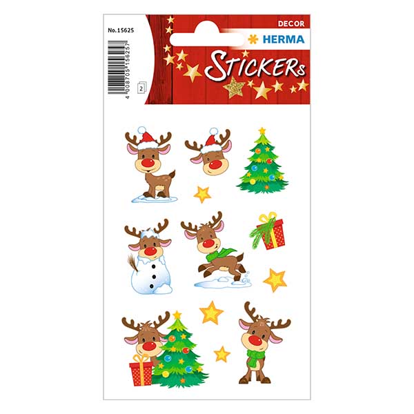 Autocolantes "Rudolph" (24 autocolantes com purpurina) Autocolantes "Rudolph" (24 autocolantes com purpurina)